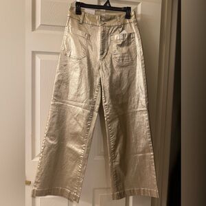 Gold Wide-Leg Women Jeans Size 10